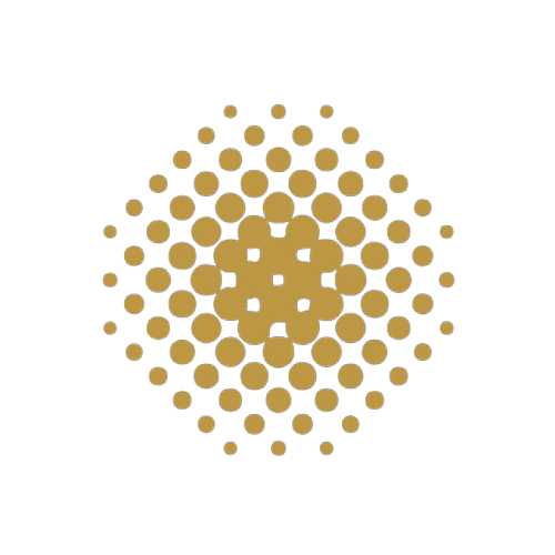 a gold abstract shape resembling a diamond