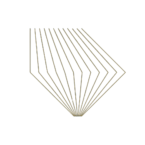 a gold abstract shape resembling an open book