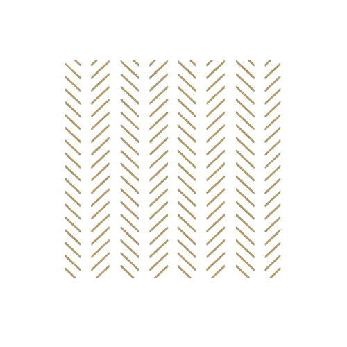 a gold abstract shape resembling  a square composed of downward angled tick marks