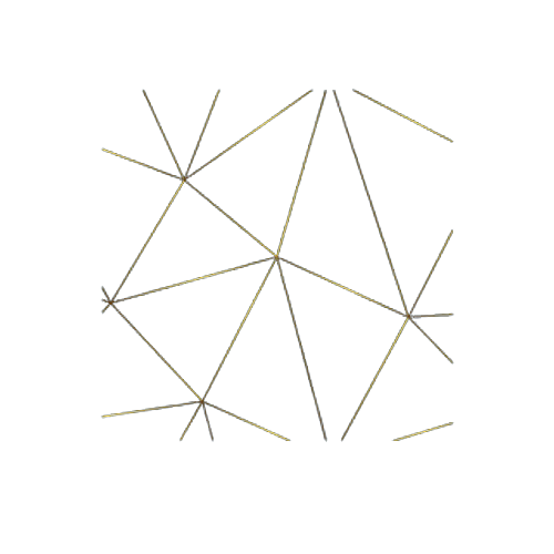 a gold abstract shape resembling  a piece of a spider web